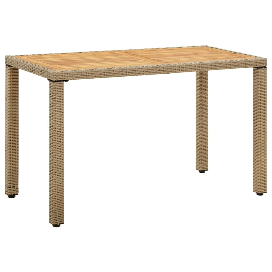 vidaXL Tuintafel 123x60x74 cm poly rattan en massief acaciahout beige afbeelding 1