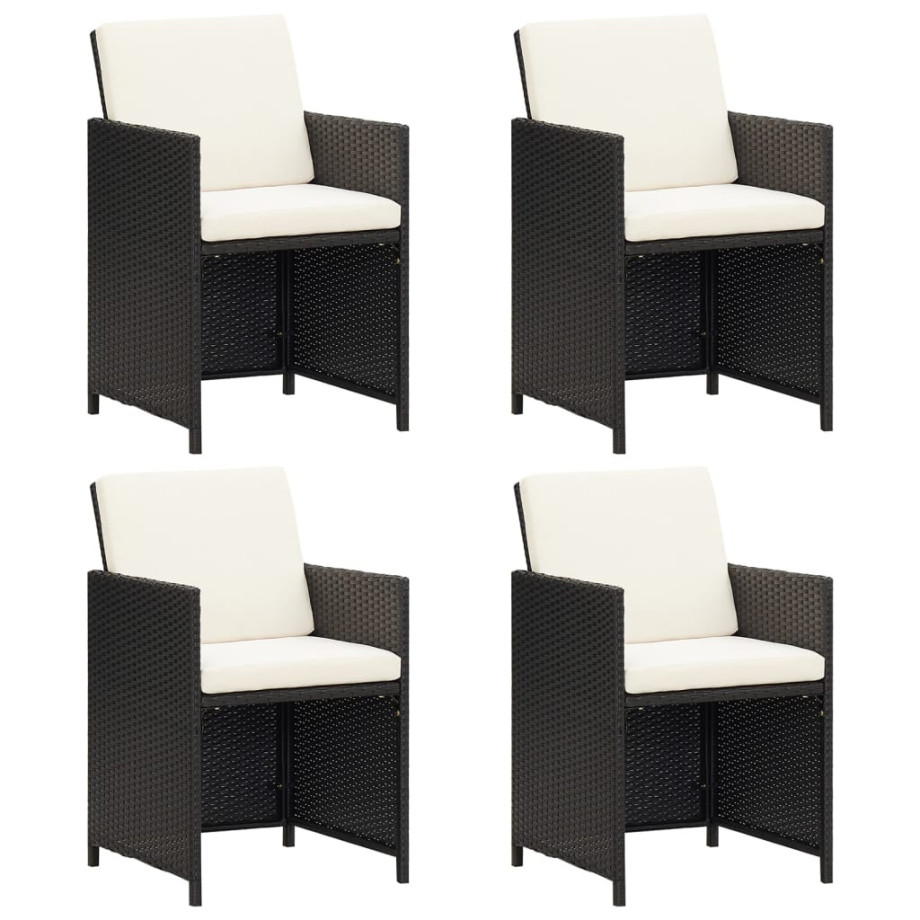 vidaXL Tuinstoelen met kussens 4 st poly rattan zwart afbeelding 1