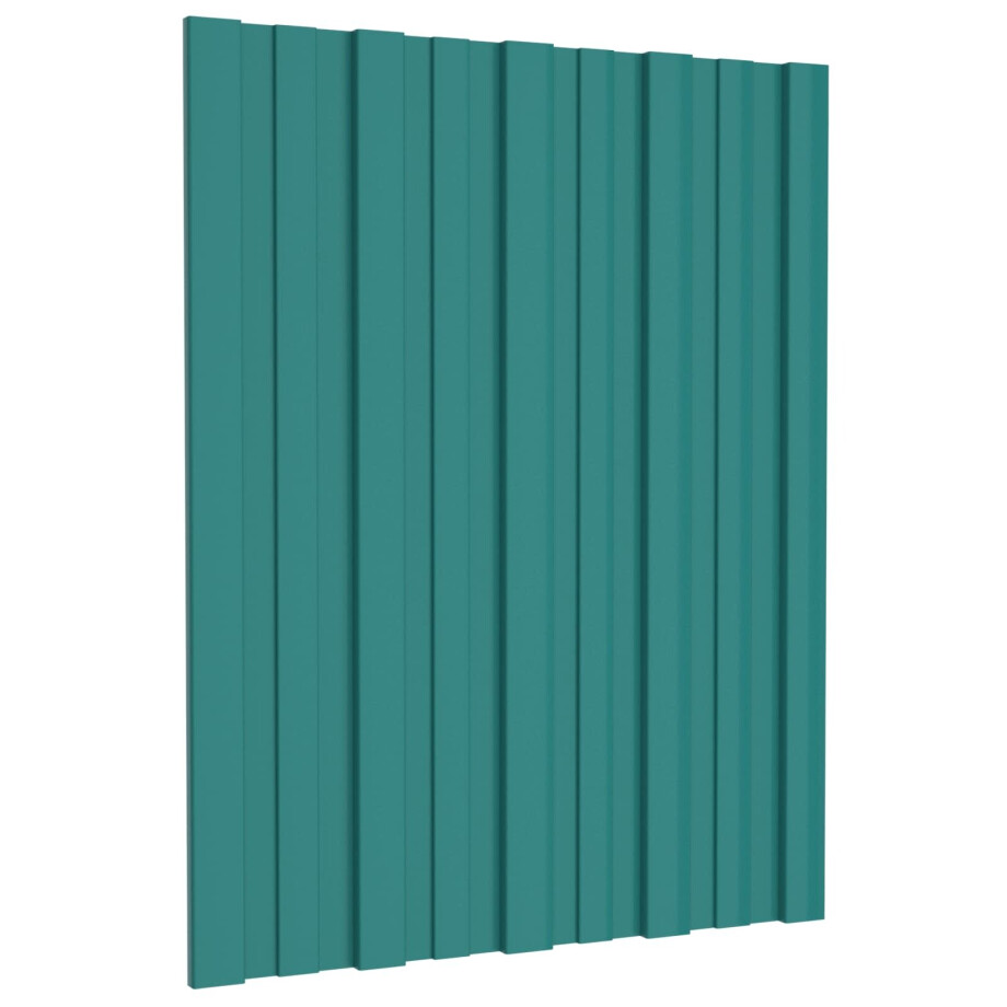 vidaXL Dakpaneel 12 pcs Groen 60 x 45 cm Gegalvaniseerd staal afbeelding 1