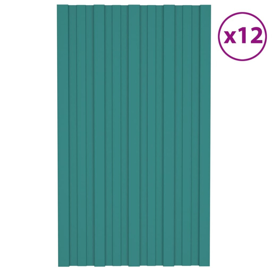 vidaXL Dakpanelen 12 st 80x45 cm gegalvaniseerd staal groen afbeelding 1