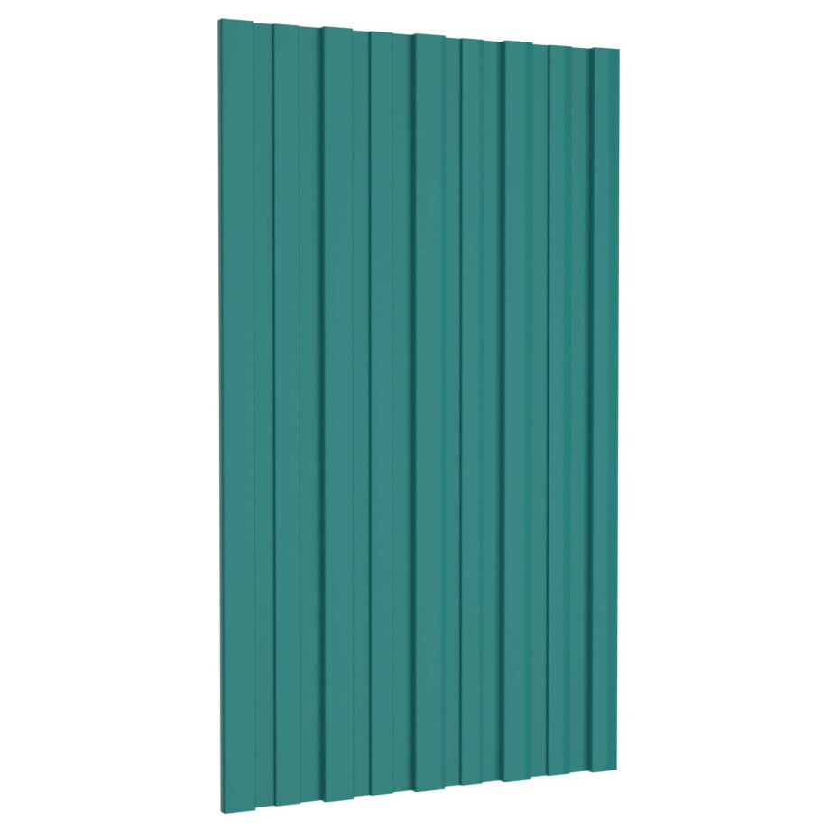 vidaXL Dakpaneel 12 pcs Groen 80 x 45 cm Gegalvaniseerd staal afbeelding 1