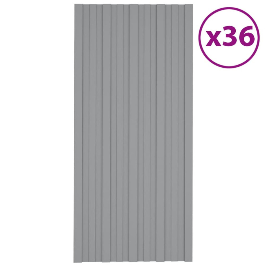 vidaXL Dakpanelen 36 st 100x45 cm gegalvaniseerd staal grijs afbeelding 1