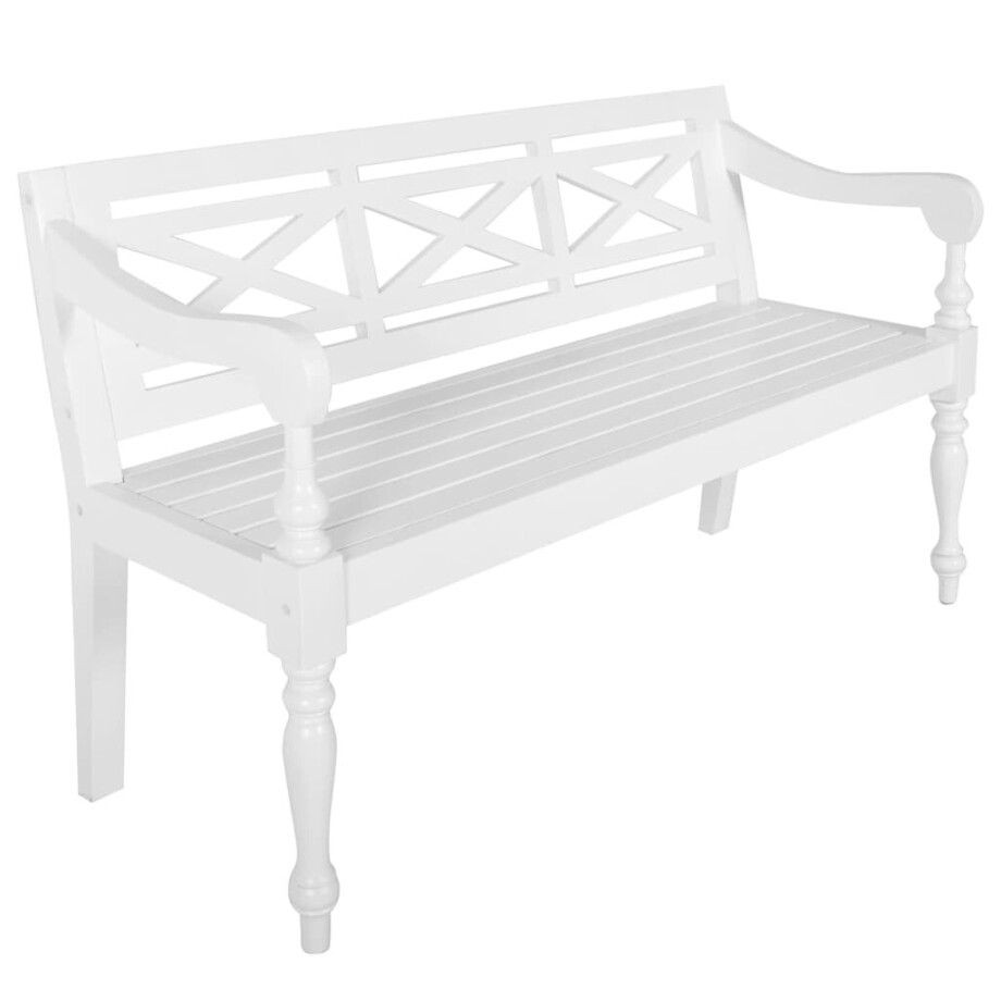 vidaXL Bank Batavia 123 cm massief mahoniehout wit afbeelding 1