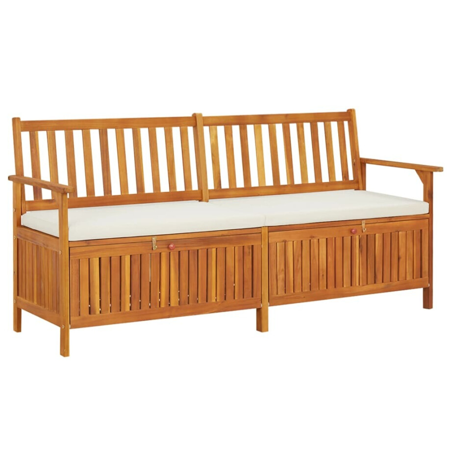 vidaXL Opbergbankje met kussen 170 cm massief acaciahout vidaXL Opbergbankje met kussen 170 cm massief acaciahout afbeelding 1