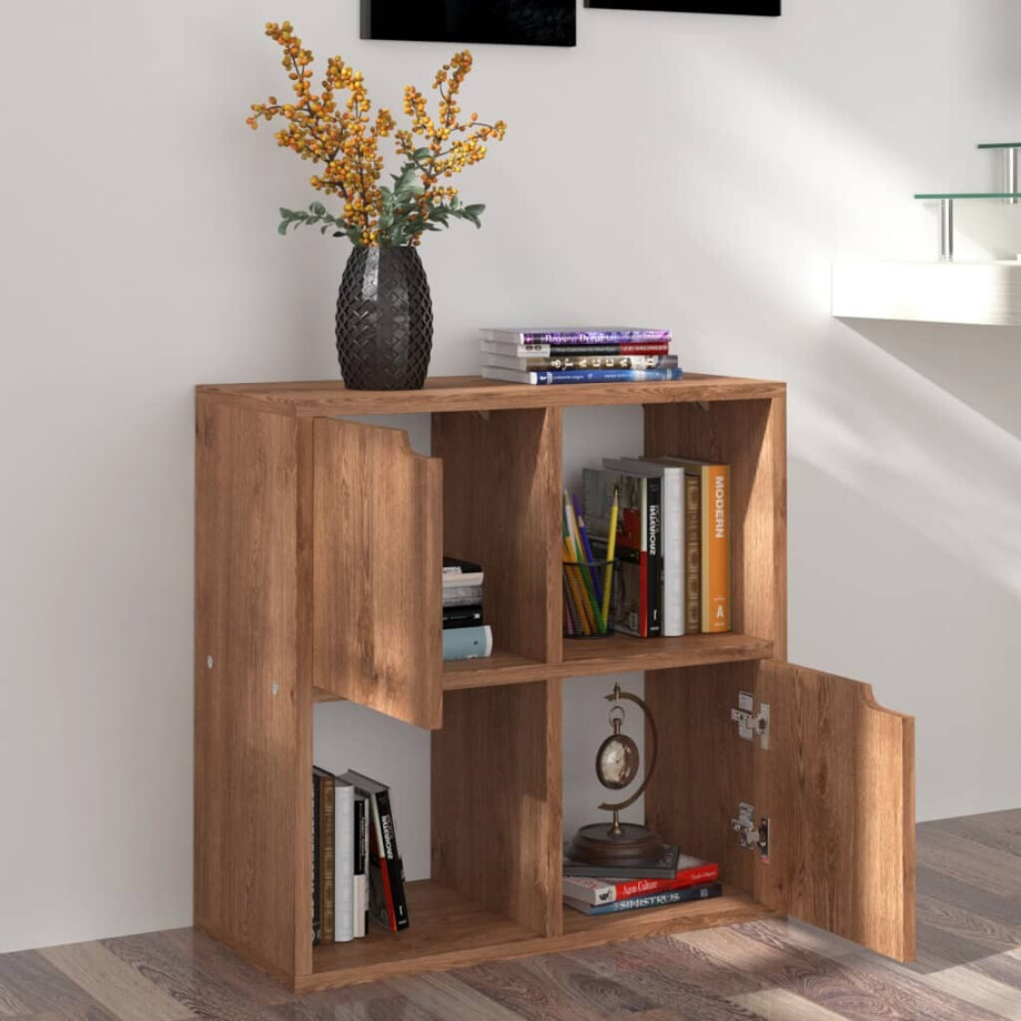 vidaXL Boekenkast 60x27,5x59,5 cm bewerkt hout bruin eikenkleurig afbeelding 1