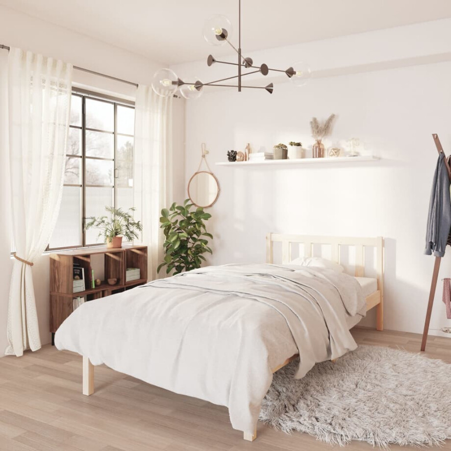 vidaXL Bedframe massief grenenhout zwart 75x190 cm afbeelding 1
