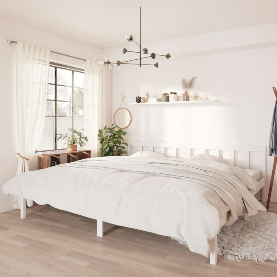 vidaXL Bedframe massief grenenhout wit 180x200 cm afbeelding 1