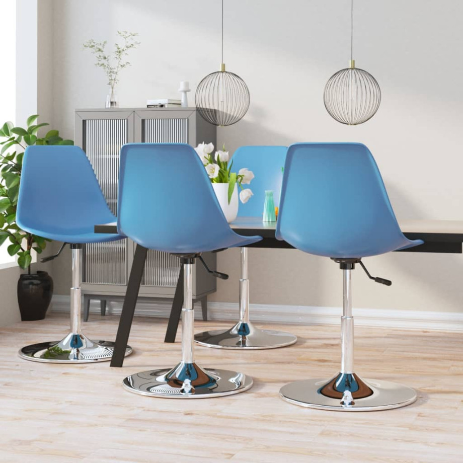 vidaXL Eetkamerstoelen draaibaar 4 st PP blauw afbeelding 1