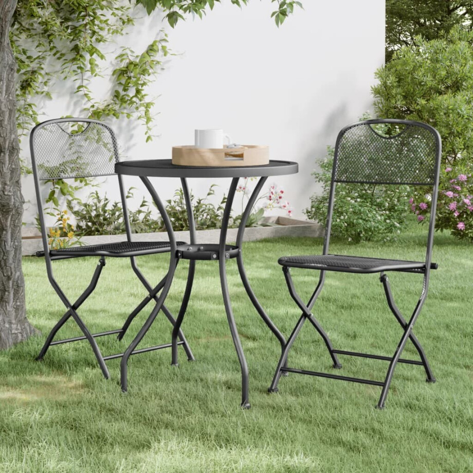 vidaXL Tuinstoelen inklapbaar 2 st metaalgaas antracietkleurig afbeelding 1