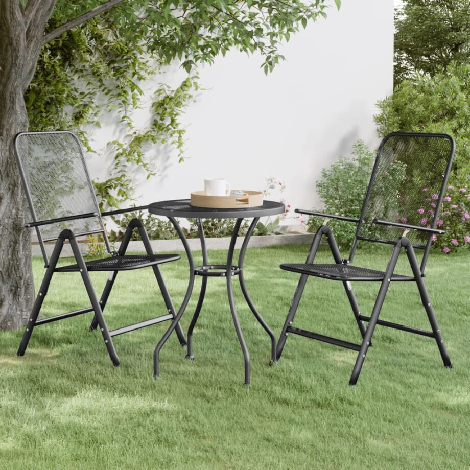 vidaXL Tuinstoelen inklapbaar 2 st metaalgaas antracietkleurig afbeelding 1