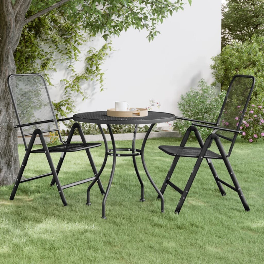 vidaXL Tuintafel Ø80x72 cm metaalgaas antracietkleurig afbeelding 1