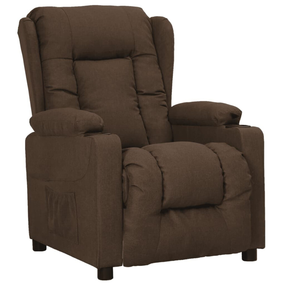 vidaXL Fauteuil verstelbaar stof bruin afbeelding 1