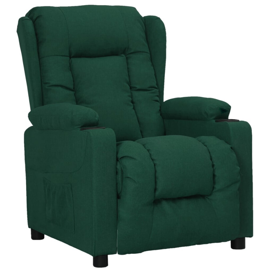 vidaXL Fauteuil verstelbaar stof donkergroen afbeelding 1