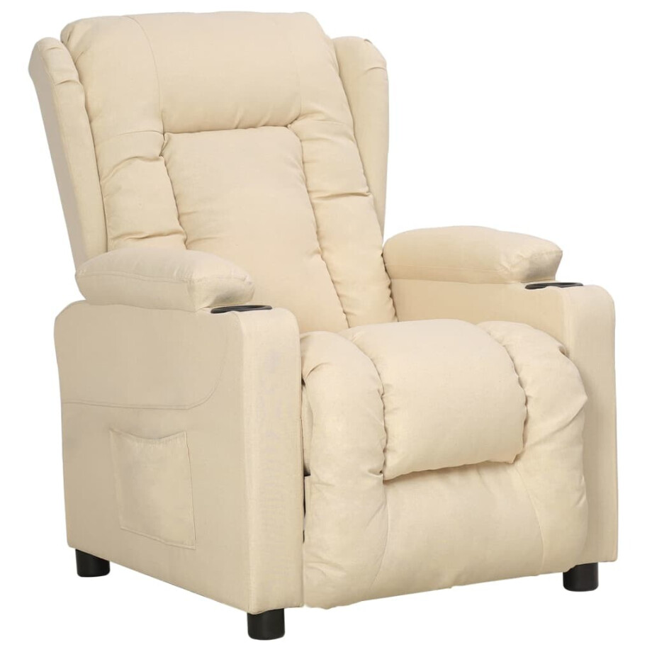 vidaXL Fauteuil verstelbaar stof crèmekleurig afbeelding 1
