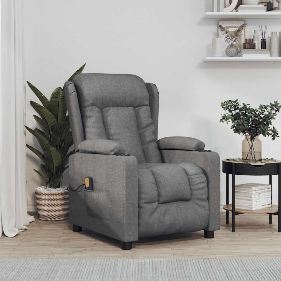 vidaXL Massagestoel stof donkergrijs vidaXL Massagestoel stof donkergrijs afbeelding 1