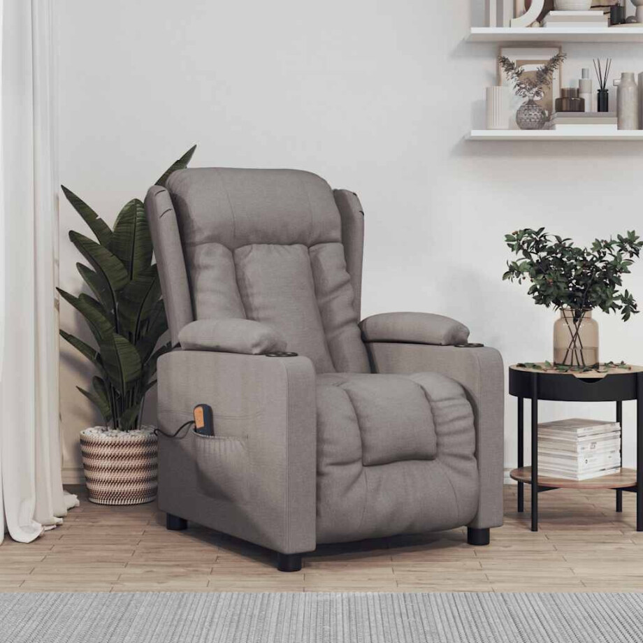 vidaXL Massagestoel stof taupe afbeelding 1