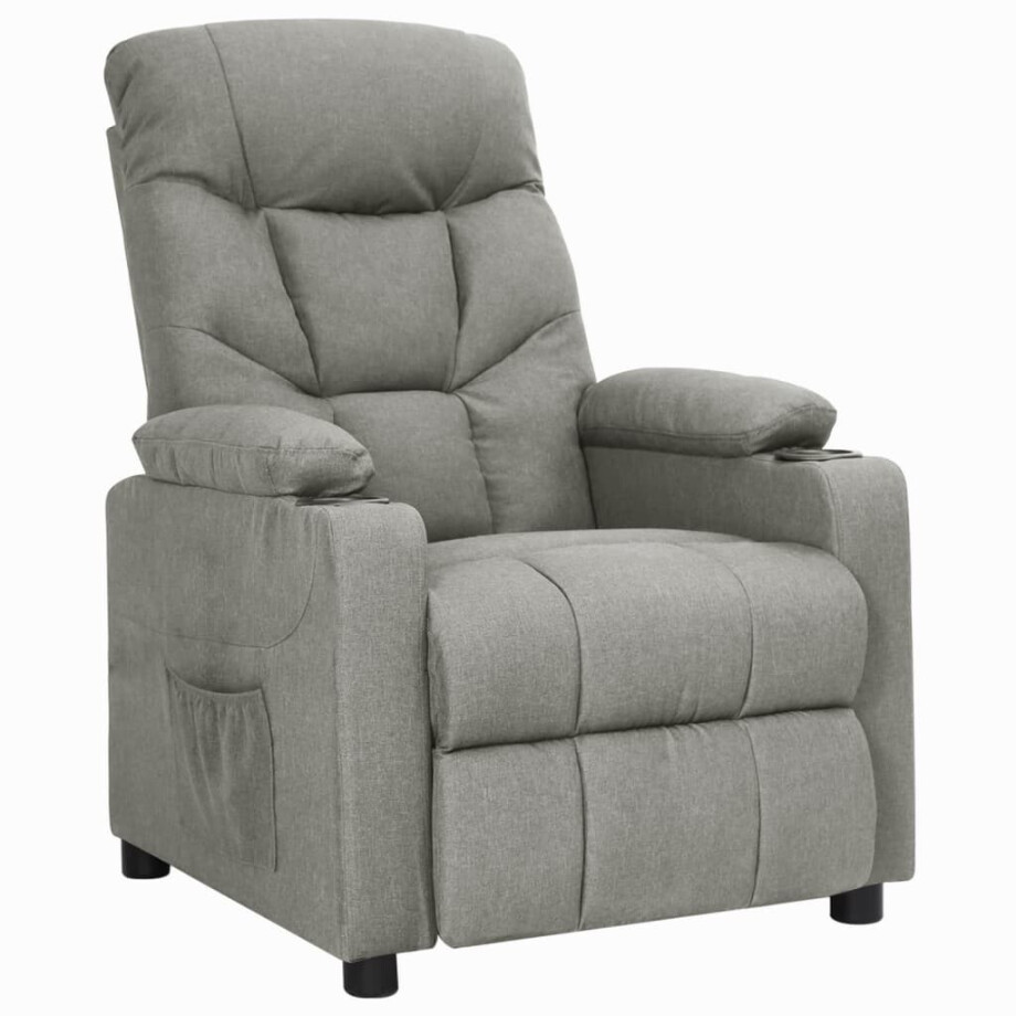 vidaXL Fauteuil verstelbaar stof lichtgrijs afbeelding 1