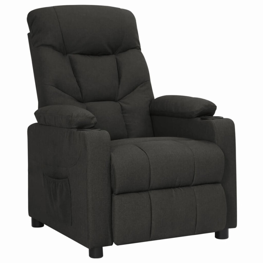 vidaXL Fauteuil verstelbaar stof zwart afbeelding 1