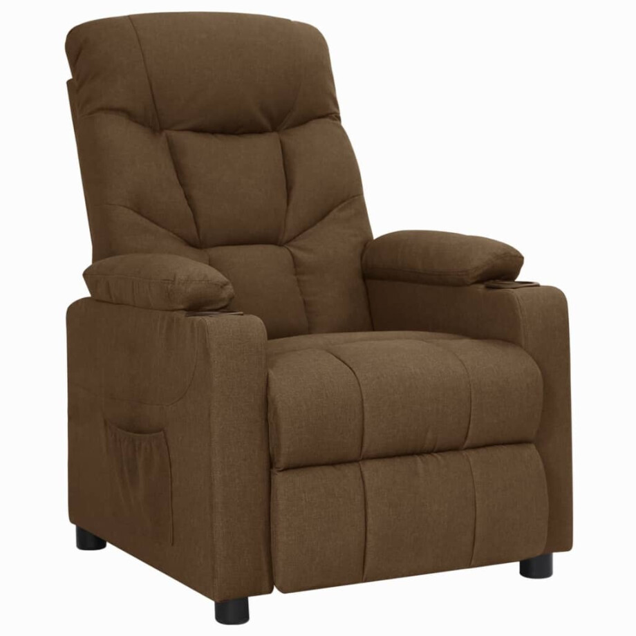 vidaXL Fauteuil verstelbaar stof bruin afbeelding 1