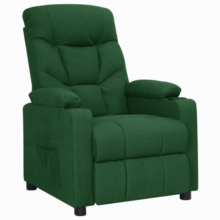 vidaXL Fauteuil verstelbaar stof donkergroen afbeelding 1