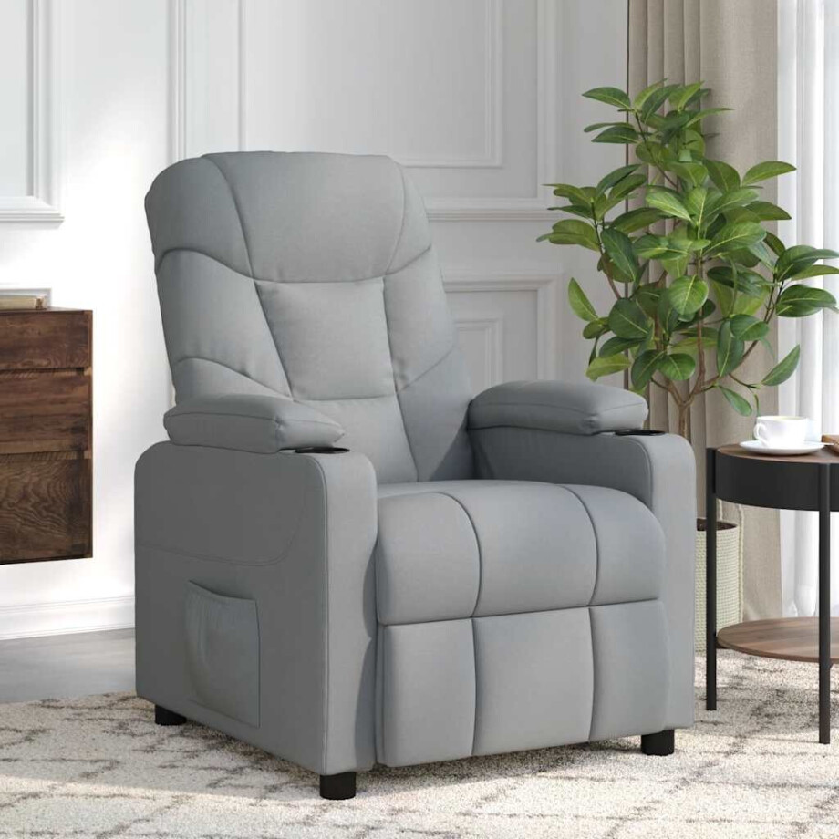 vidaXL Massagestoel stof lichtgrijs afbeelding 1
