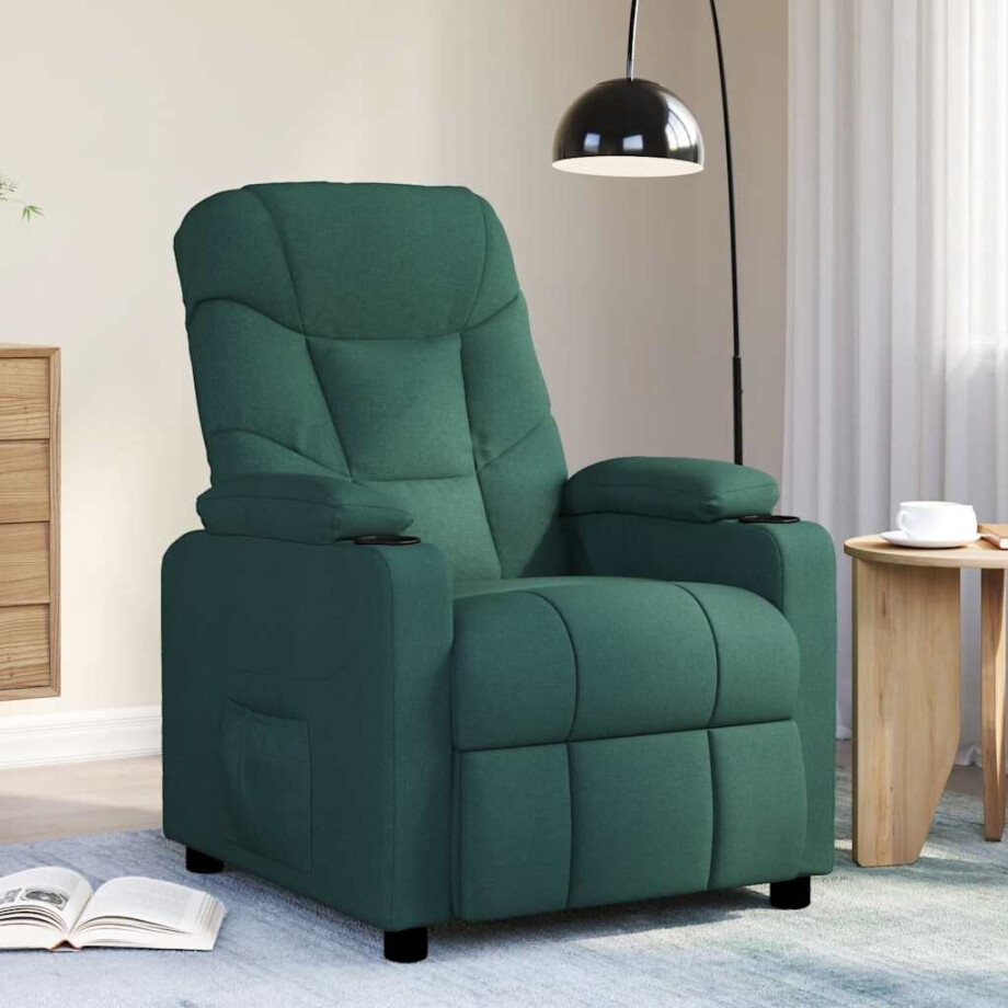 vidaXL Massagestoel stof donkergroen afbeelding 1