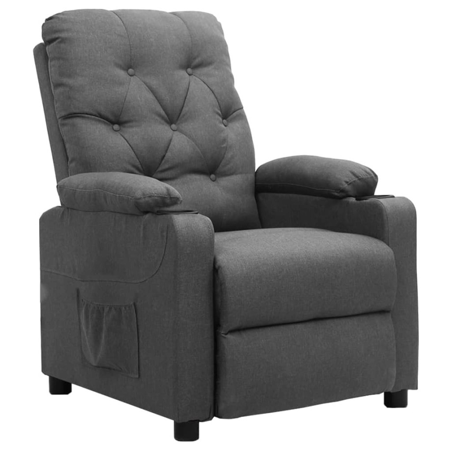 vidaXL Fauteuil verstelbaar stof lichtgrijs afbeelding 1