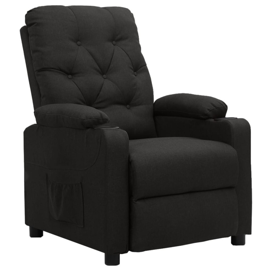 vidaXL Fauteuil verstelbaar stof zwart afbeelding 1
