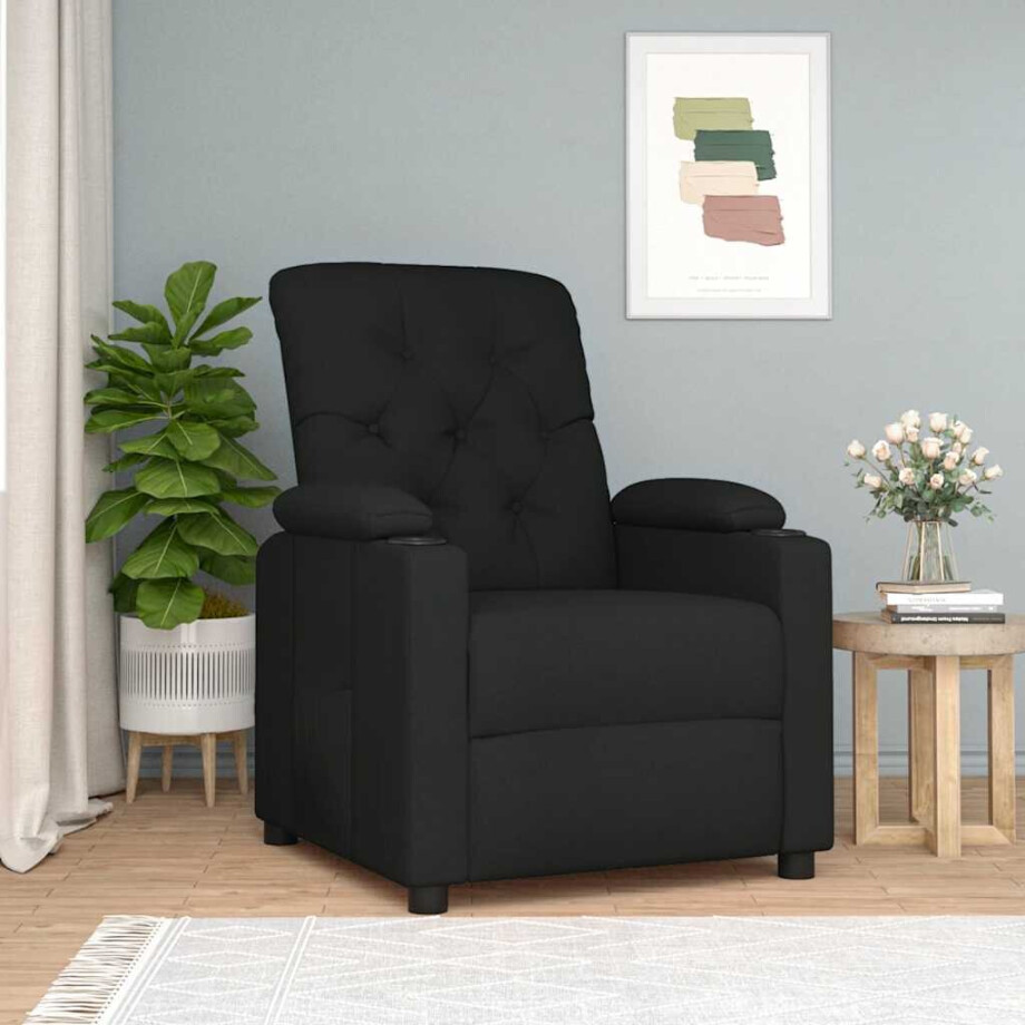 vidaXL Fauteuil verstelbaar stof zwart afbeelding 1
