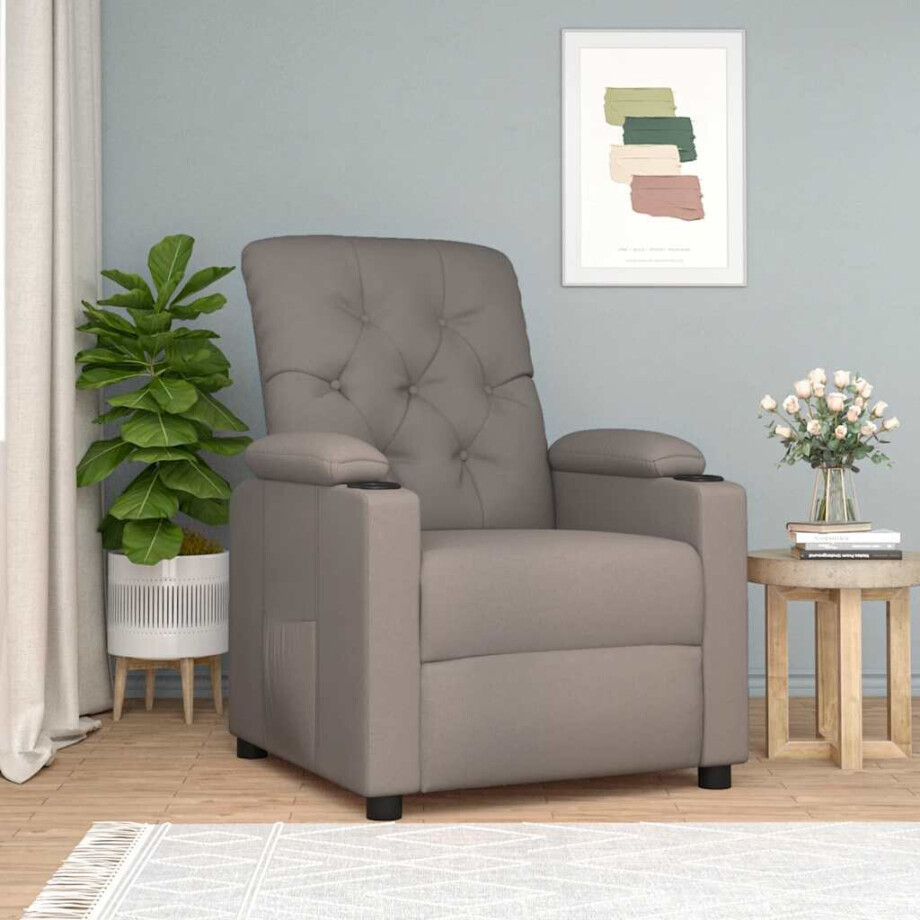 vidaXL Fauteuil verstelbaar stof taupe afbeelding 1