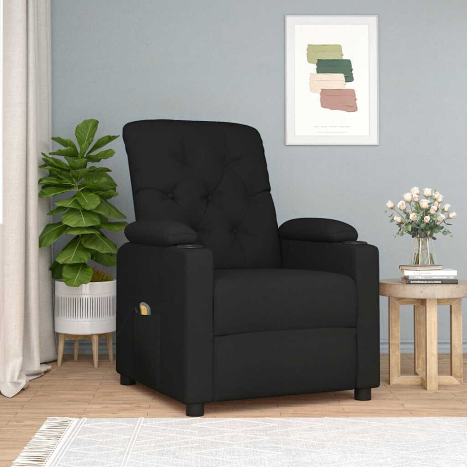 vidaXL Massagestoel stof zwart afbeelding 1