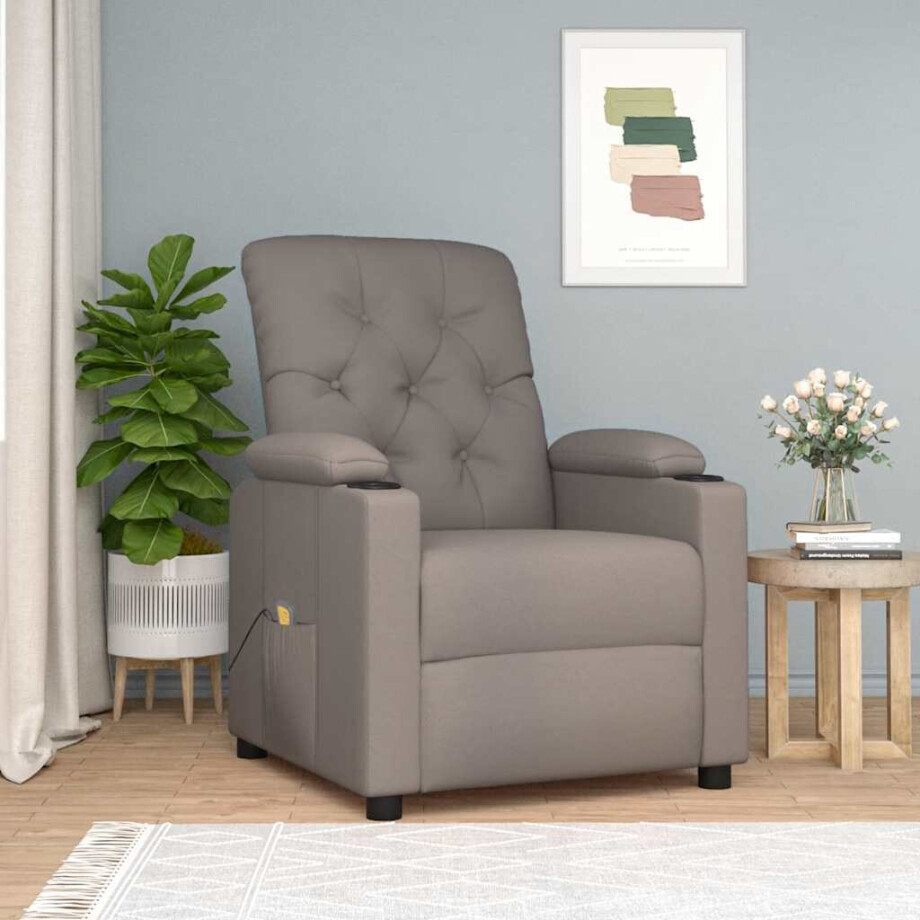 vidaXL Massagestoel stof taupe afbeelding 1