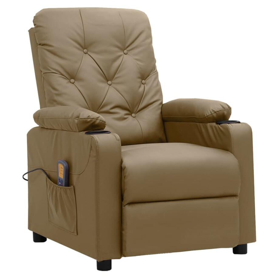 vidaXL Massagestoel kunstleer cappuccinokleurig vidaXL Massagestoel kunstleer cappuccinokleurig afbeelding 1