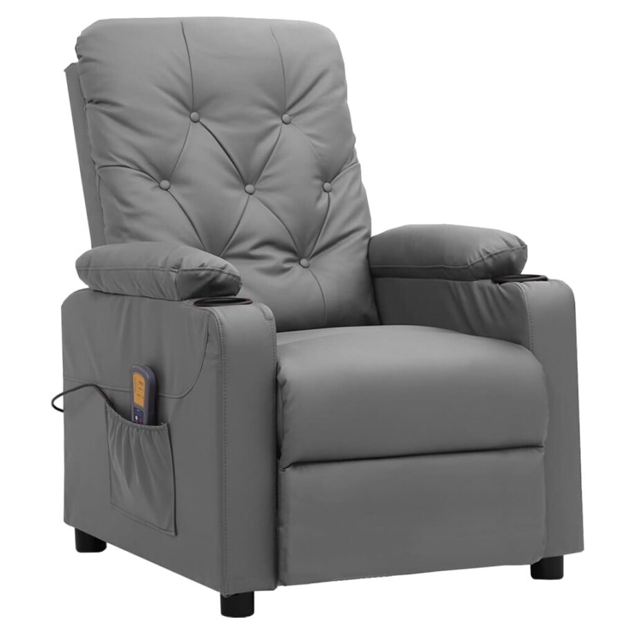 vidaXL Massagestoel kunstleer grijs vidaXL Massagestoel kunstleer grijs afbeelding 1