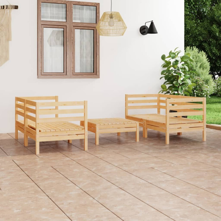 vidaXL 5-delige Loungeset massief grenenhout afbeelding 1