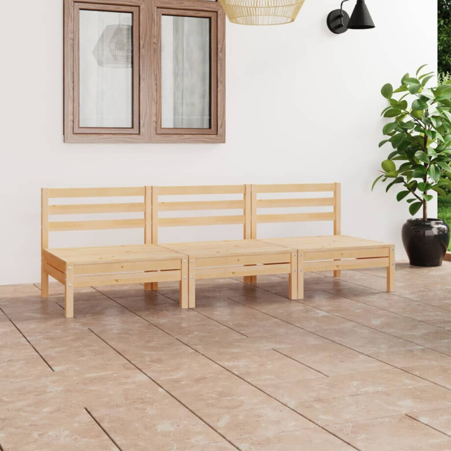 vidaXL 3-delige Loungeset massief grenenhout afbeelding 1