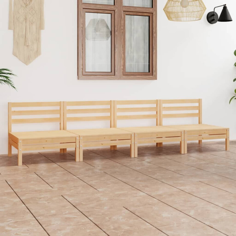 vidaXL 4-delige Loungeset massief grenenhout afbeelding 1