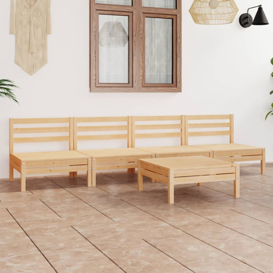 vidaXL 5-delige Loungeset massief grenenhout afbeelding 1
