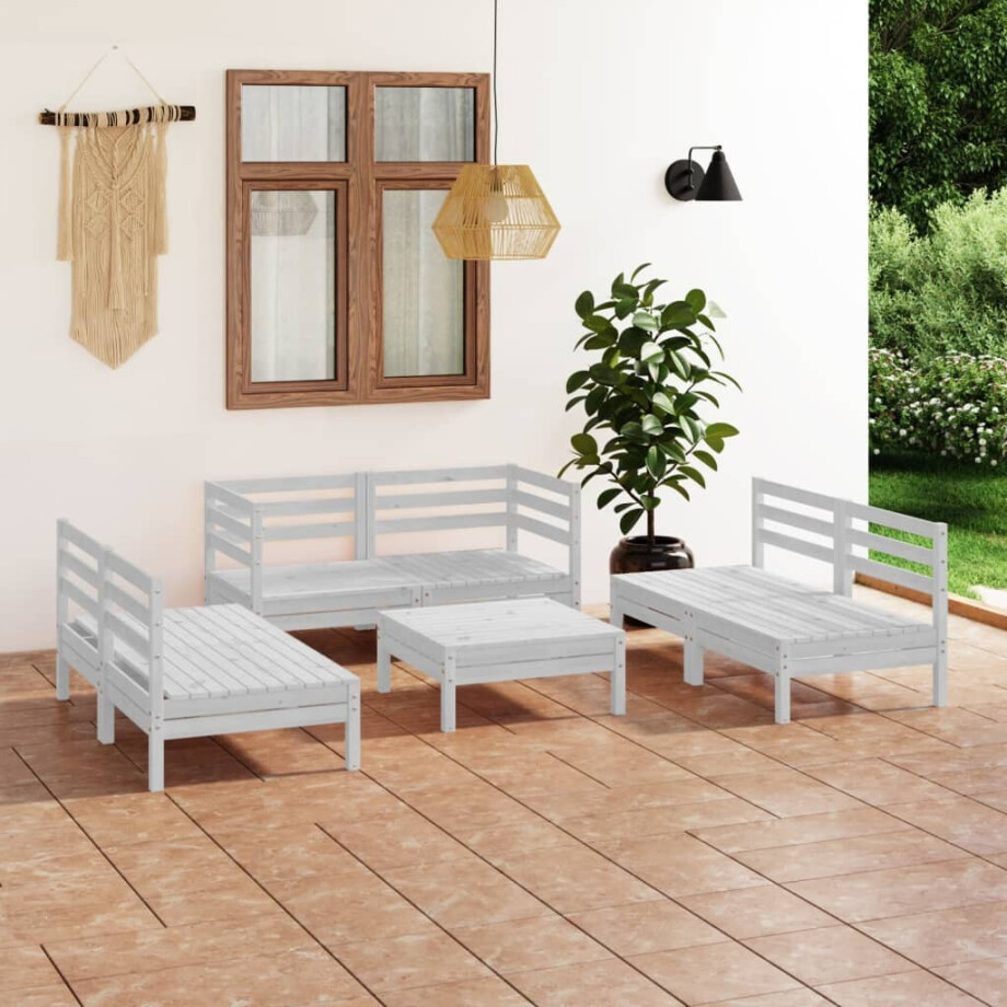 vidaXL 7-delige Loungeset massief grenenhout wit vidaXL 7-delige Loungeset massief grenenhout wit afbeelding 1