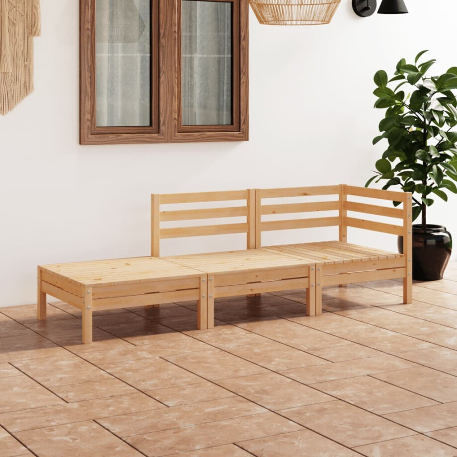 vidaXL 3-delige Loungeset massief grenenhout afbeelding 1