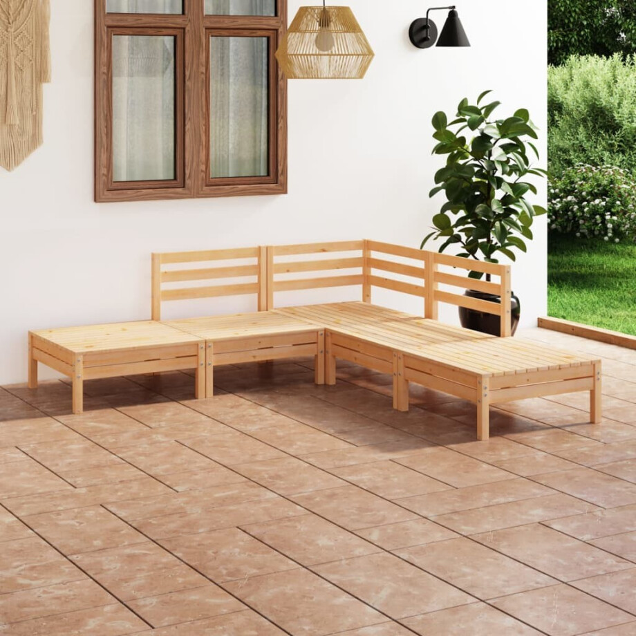 vidaXL 5-delige Loungeset massief grenenhout afbeelding 1