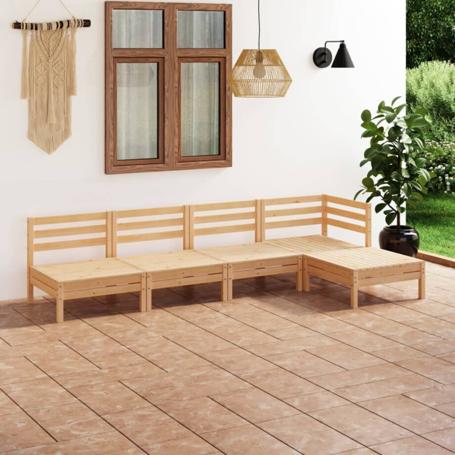 vidaXL 5-delige Loungeset massief grenenhout afbeelding 1
