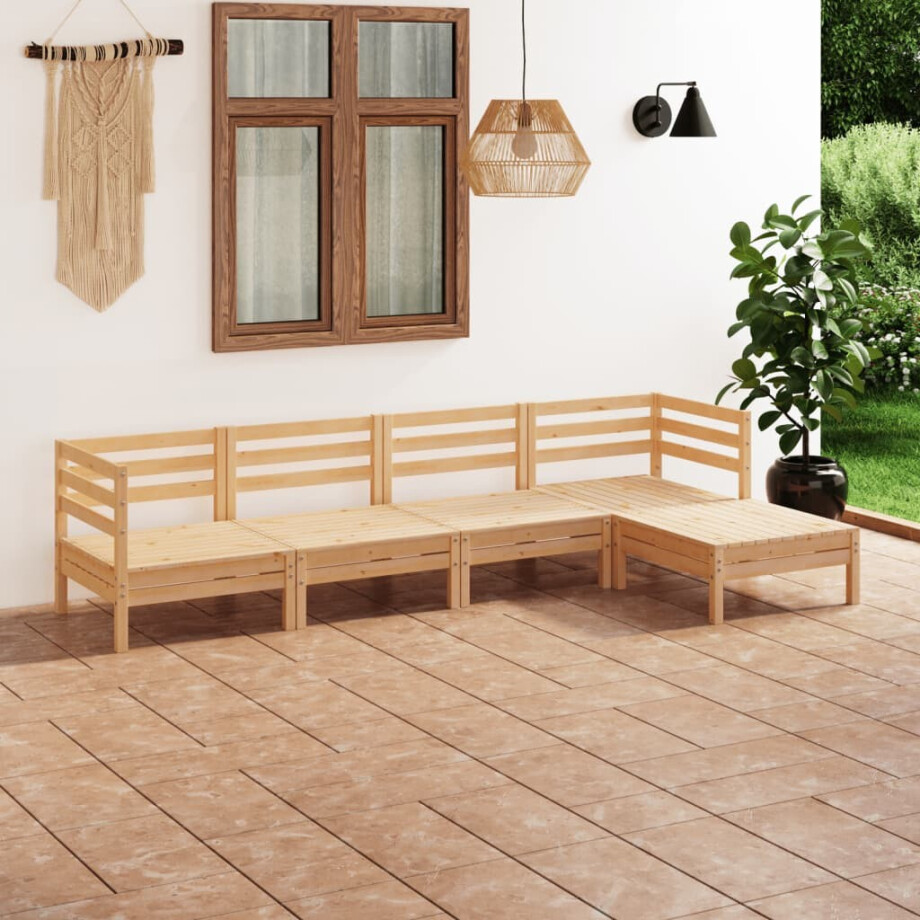 vidaXL 5-delige Loungeset massief grenenhout afbeelding 1