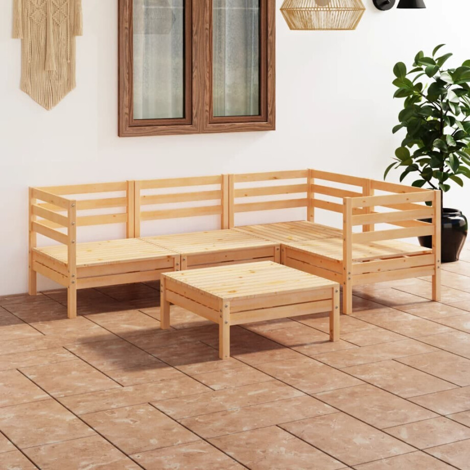 vidaXL 5-delige Loungeset massief grenenhout afbeelding 1