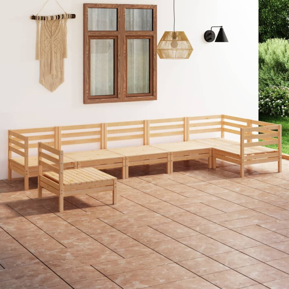 vidaXL 7-delige Loungeset massief grenenhout afbeelding 1