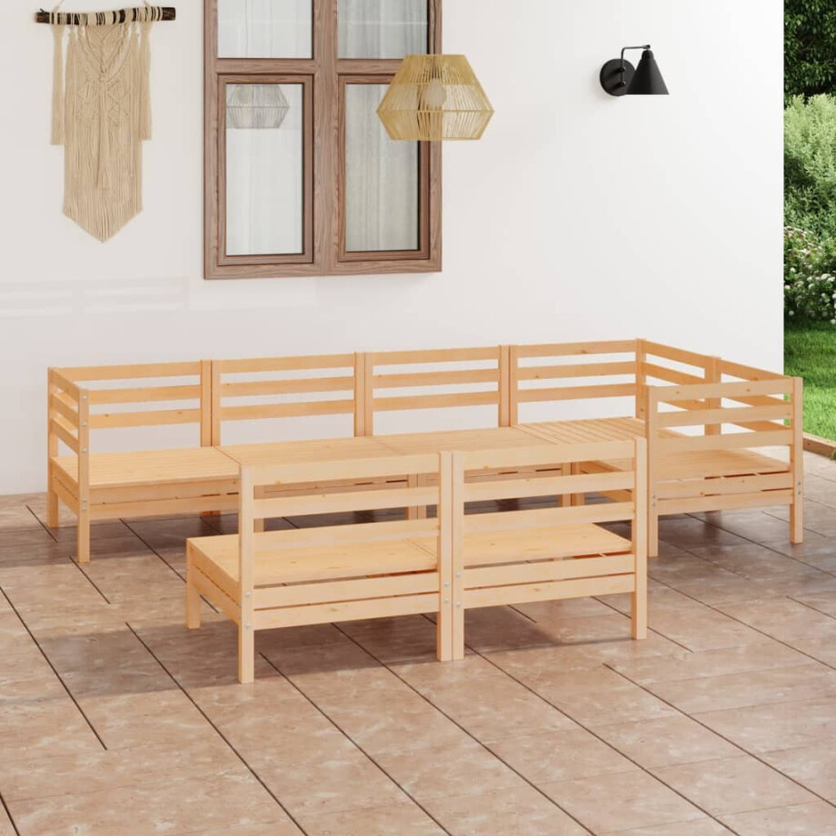 vidaXL 7-delige Loungeset massief grenenhout afbeelding 1