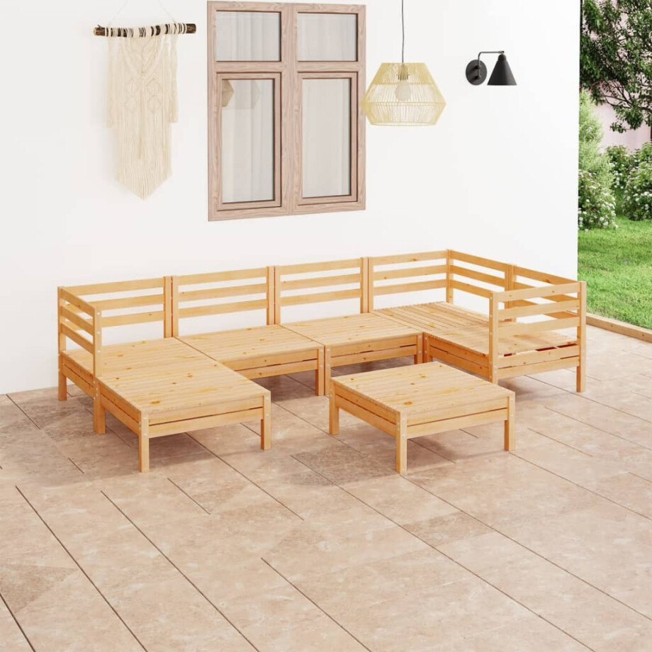 vidaXL 7-delige Loungeset massief grenenhout afbeelding 1