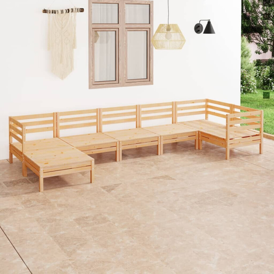 vidaXL 7-delige Loungeset massief grenenhout afbeelding 1