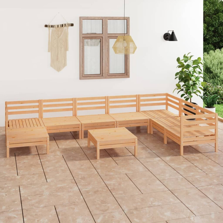 vidaXL 9-delige Loungeset massief grenenhout afbeelding 1