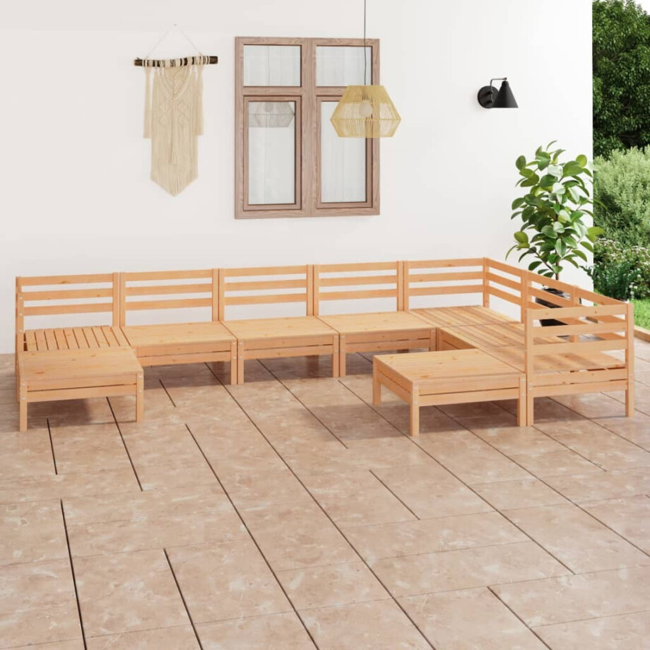 vidaXL 9-delige Loungeset massief grenenhout afbeelding 1